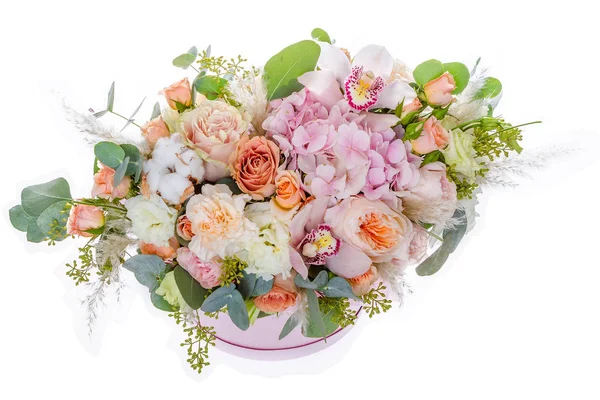 Fresh Lush Bouquet Colorful Flowers Isolated White Background — Stock Photo, Image