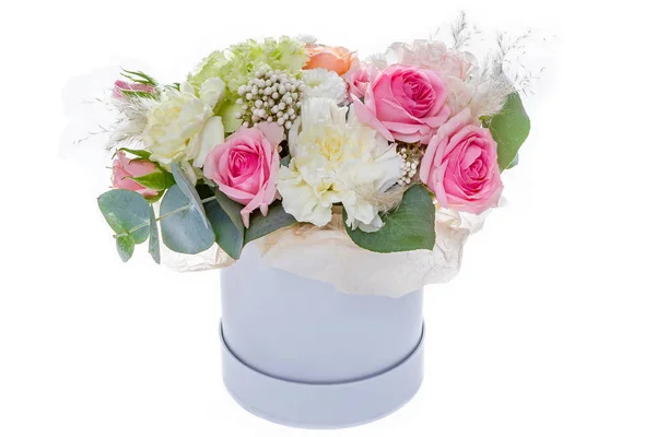 Fresh Lush Bouquet Colorful Flowers Isolated White Background — Stock Photo, Image