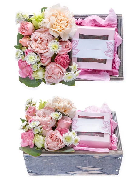 Bouquet Frais Luxuriant Fleurs Colorées Isolé Sur Fond Blanc — Photo