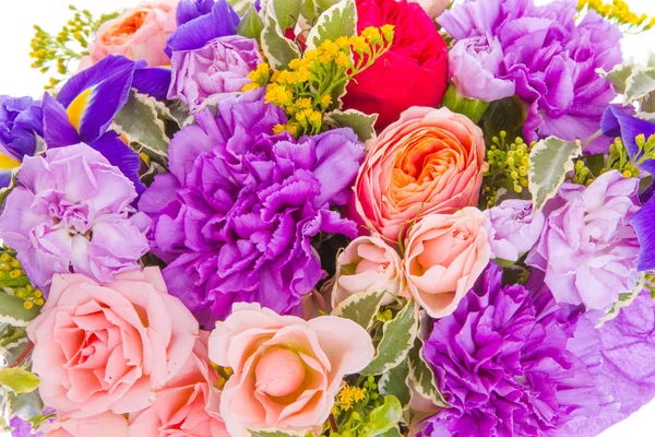 Heldere Buketny Samenstelling Van Verse Bloemen Witte Achtergrond Rechtenvrije Stockfoto's