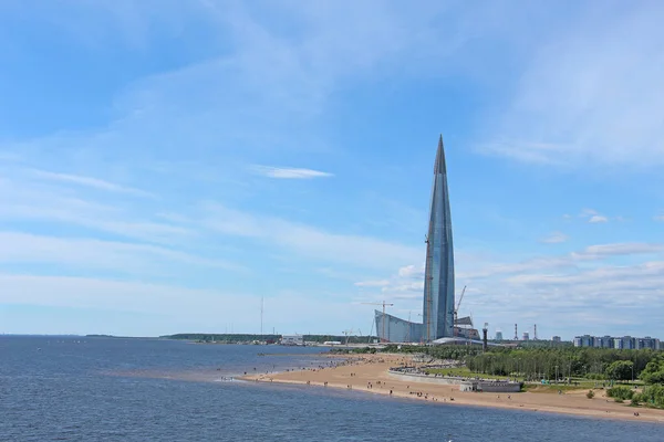 Rússia São Petersburgo Construção Arranha Céu Costa Golfo Finlândia — Fotografia de Stock
