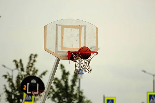 basketball in the basket