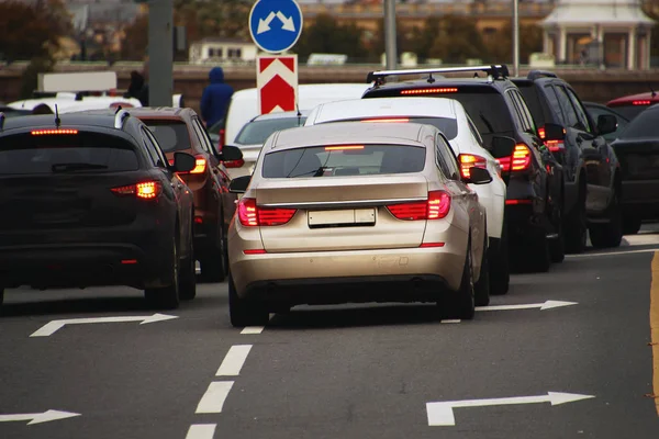 cars stuck in traffic