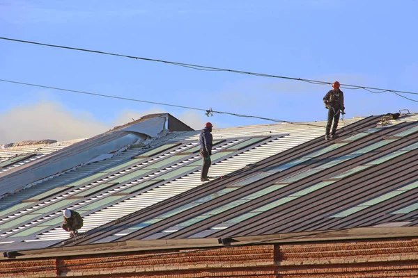 industrial climbers repair roof