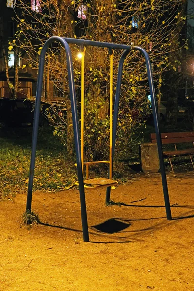 Swing Playground Evening Light Lantern — Stock Photo, Image