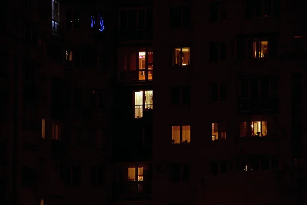 家の照明夜窓 — ストック写真