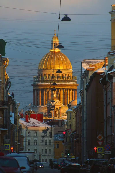 Russland Petersburg Blick Auf Die Kuppel Der Isaac Kathedrale Über — Stockfoto