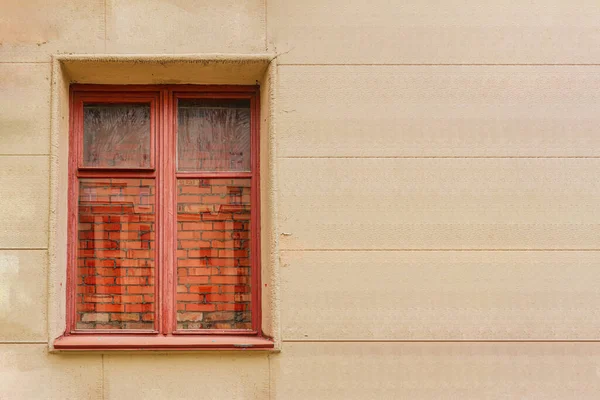 Fenster Der Wand Eines Alten Hauses Mit Eingemauerter Öffnung Und — Stockfoto