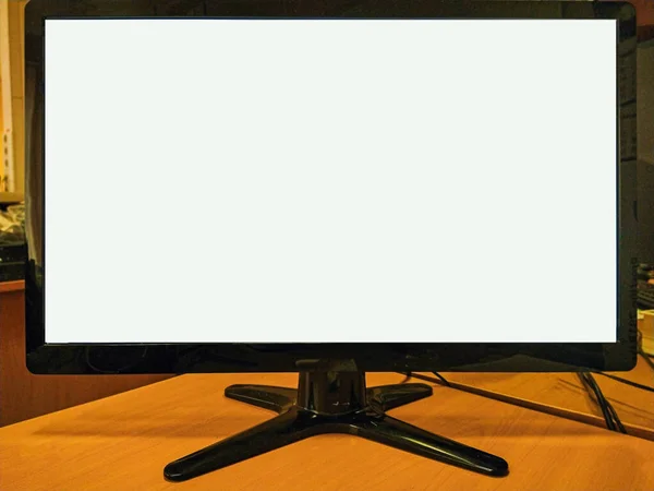 Lcd Monitor Tafel Met Blanco Scherm Met Ruimte Voor Tekst — Stockfoto