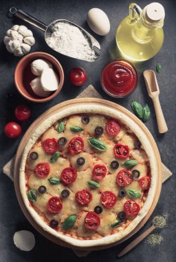 eski yüzey arka plan, İtalyan pizza