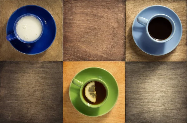 Чашка Кофе Чай Деревянном Фоне — стоковое фото