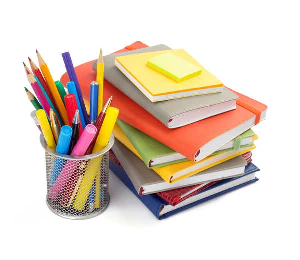 Kantoor School Supplies Geïsoleerd Witte Achtergrond — Stockfoto