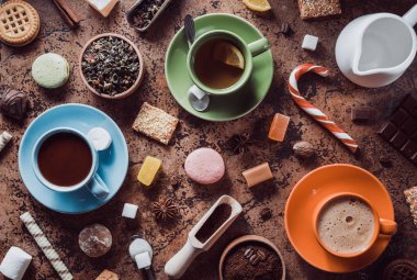 kahve, çay ve arka plan, kakao fincan