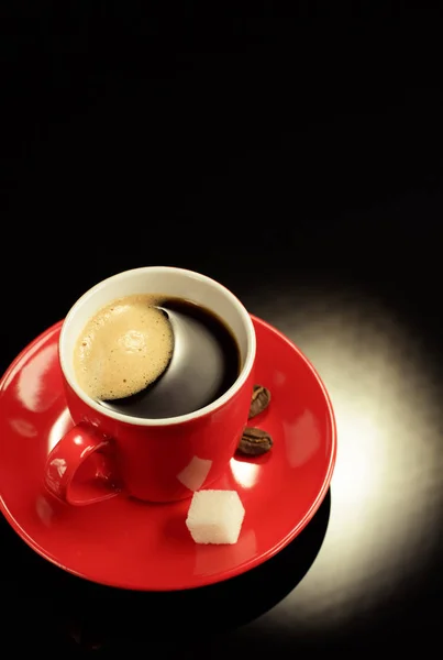 Kopje Koffie Zwarte Achtergrond — Stockfoto