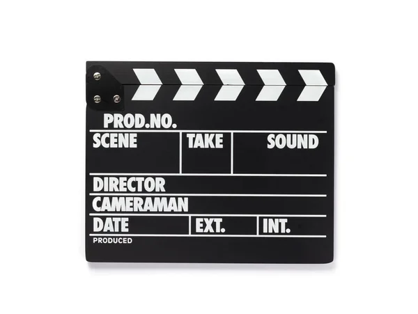 Film Clapper Board Sur Fond Blanc Vue Dessus — Photo