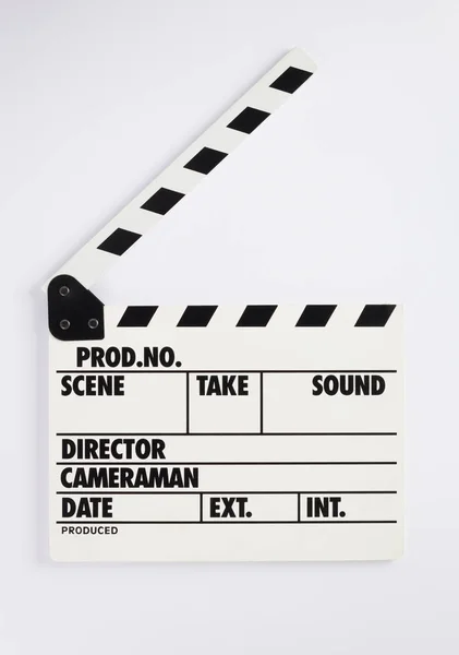 Movie Clapper Board White Background Top View — Stock Photo, Image