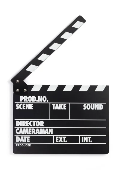 Movie Clapper Board White Background Top View — Stock Photo, Image