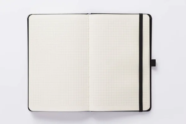 Открыть Ноутбук Книгу Пустыми Страницами Белом Фоне Вид Сверху — стоковое фото