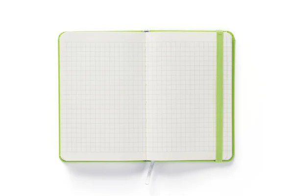 Carnet Ouvert Livre Avec Pages Vides Sur Fond Blanc Vue — Photo