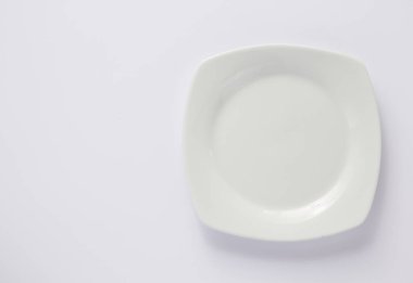 boş plaka üzerinde beyaz arka plan, üstten görünüm