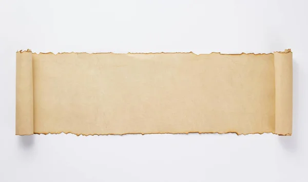 Старый Бумажный Пергамент Ретро Возраста Белом Фоне Вид Сверху — стоковое фото