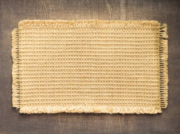 Burlap Hessian Sacking Pano Fundo Fundo Madeira — Fotografia de Stock