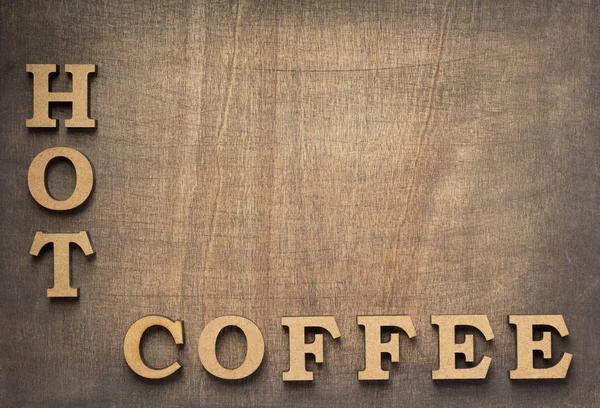 古い木製の背景 トップ ビューでコーヒー文字 — ストック写真