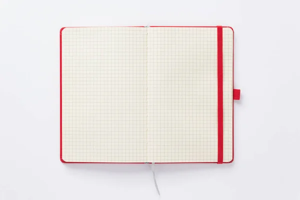 Cuaderno Abierto Libro Con Páginas Vacías Sobre Fondo Blanco Vista — Foto de Stock
