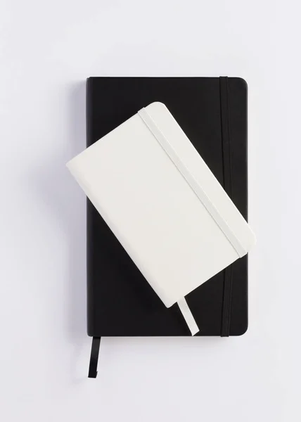 Aperto Notebook Libro Sfondo Bianco Vista Dall Alto — Foto Stock