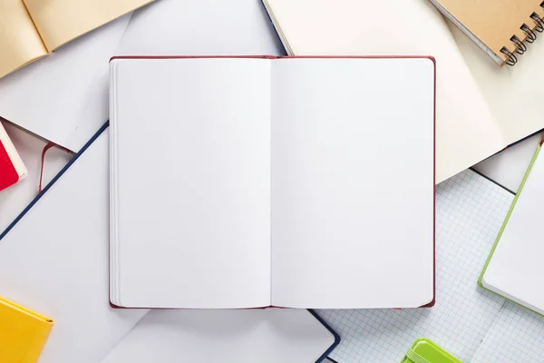 Cuaderno Abierto Libro Con Páginas Vacías Vista Superior — Foto de Stock