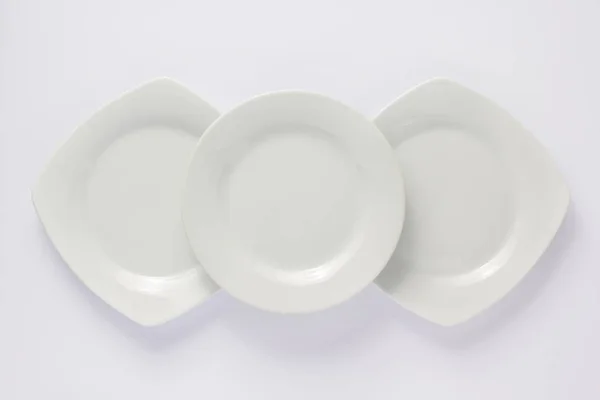 Empty Plate White Background Top View — Stock Photo, Image