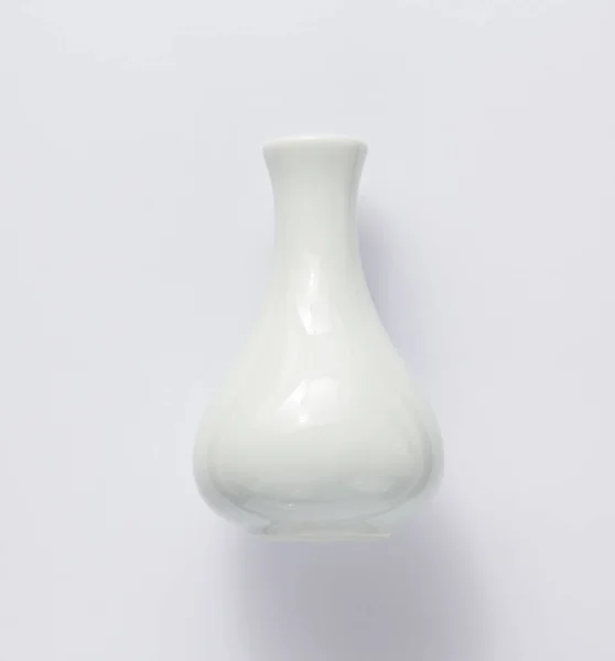 Vază Ceramică Goală Fundal Alb Vedere Sus — Fotografie, imagine de stoc