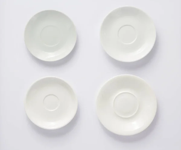 Empty Plate Saucer White Background Top View — Stock Photo, Image