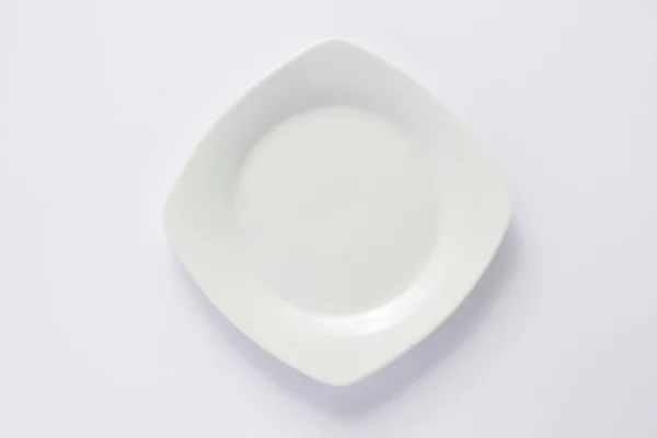 Empty Plate White Background Top View — Stock Photo, Image