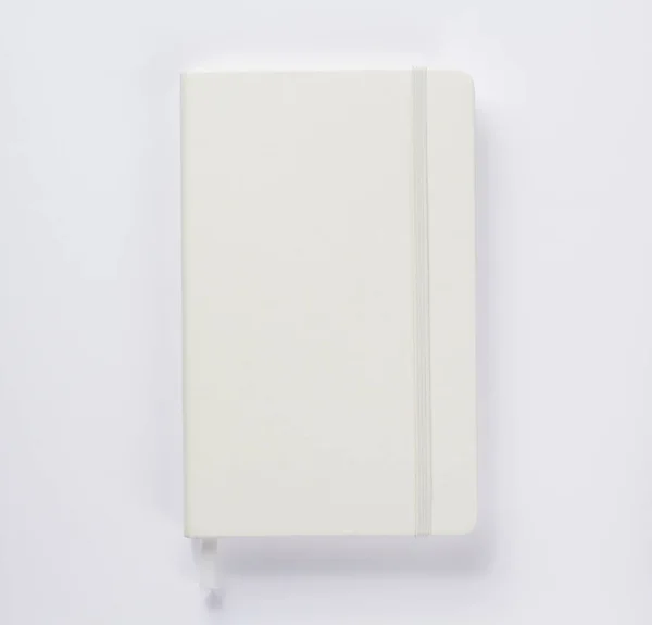 Notebook Livro Sobre Fundo Branco Vista Superior — Fotografia de Stock