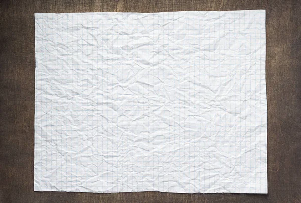 Empty Checked Wrinkled Paper Wooden Background — Stock Photo, Image