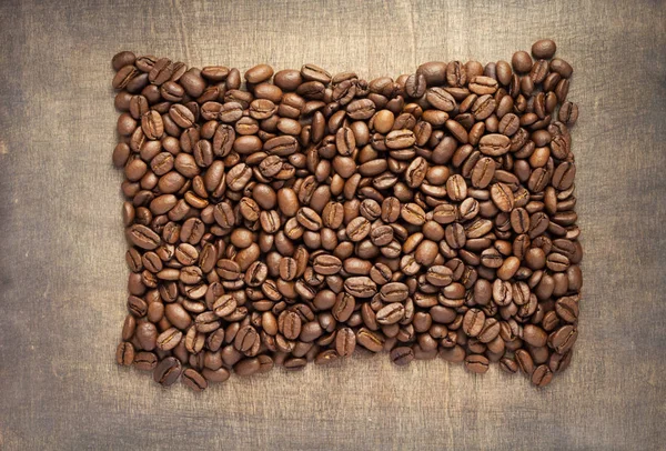 Coffee Beans Wooden Table Background Top View — Stock Photo, Image