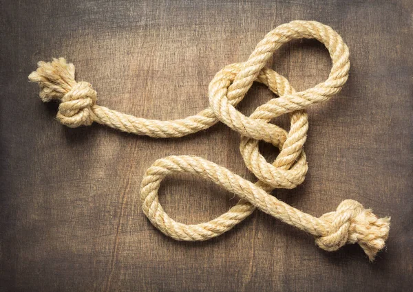 Ship Rope Wooden Background Surface Top View — Stock Photo, Image