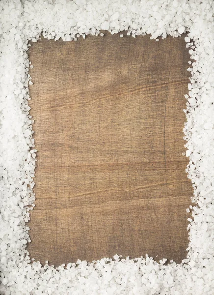 Zee Zout Kruid Houten Tafel Achtergrond Bovenaanzicht — Stockfoto