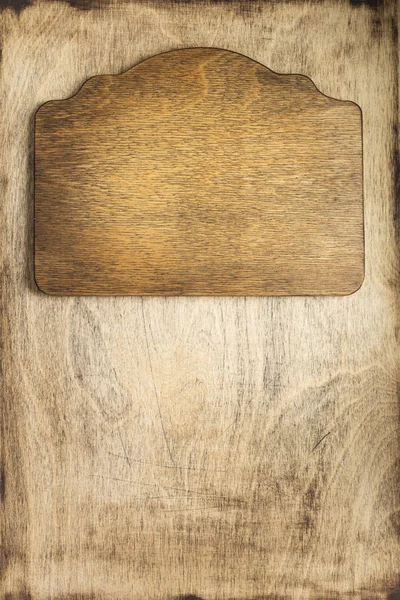 Retro Schild Bei Dunklem Sperrholz Holz Hintergrund Textur — Stockfoto