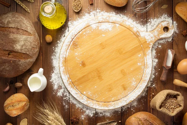 Harina de trigo e ingredientes de panadería — Foto de Stock