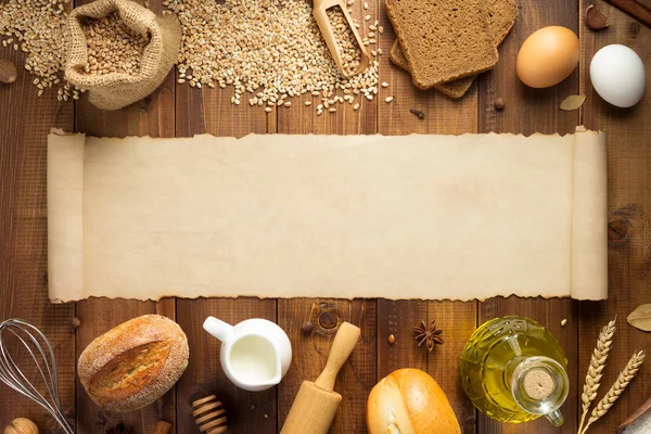 Ingredientes de panadería en madera —  Fotos de Stock