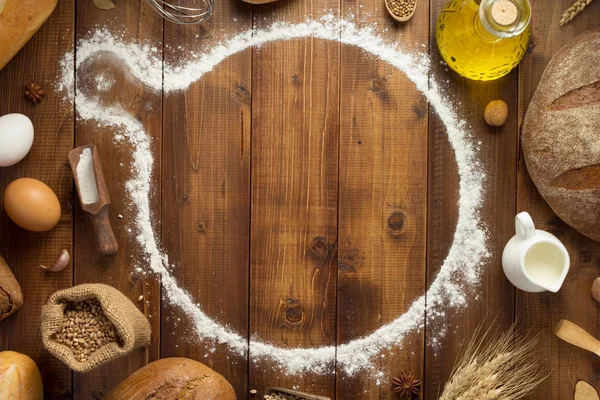 Vete mjöl och bageri ingredienser — Stockfoto
