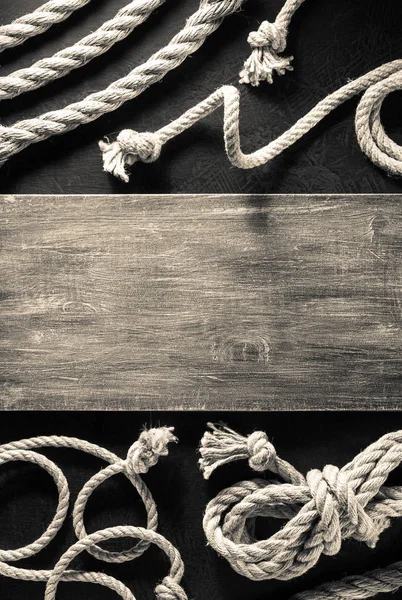 Ship rope at black — Stock Photo, Image