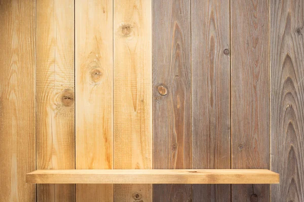 Prateleira em textura de fundo de madeira — Fotografia de Stock