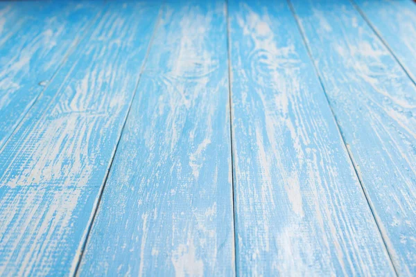 Empty blue wooden table in front — Stock Photo, Image