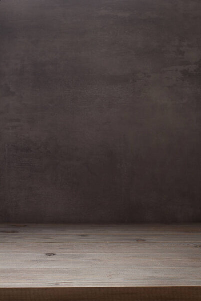 empty wooden table in front