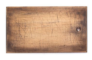 Beyaz arkaplanda kesme tahtası veya tepsisi izole