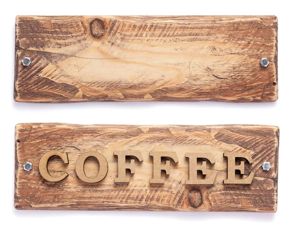 Holzkaffee Buchstaben Isoliert Auf Weißem Hintergrund — Stockfoto