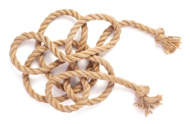 beyaz arkaplanda izole edilmiş gemi ipi, üst görünüm